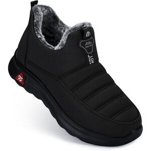 Winter Boots for Women Warm Fur Lined Navy Black Slip on Ankle Waterproof Snow